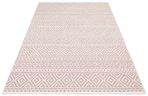 Pink Outdoor Rug, Geometric Stain-Resistant Rug For Patio Decks, 3mm Modern Outdoor Luxurious Area Rug- 190cm X 290cm