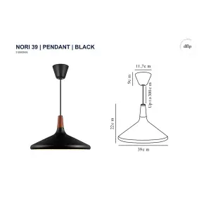 Nordlux DFTP Nori 39 Indoor Living Dining Metal Pendant Ceiling Light in Black (Diam) 39cm