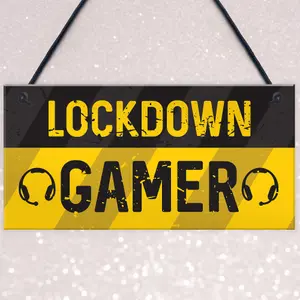 Novelty Lockdown Gamer Sign Boys Bedroom Sign Man Cave Lockdown Gamer Gift