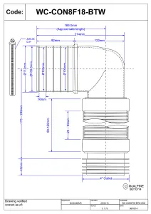 McAlpine Short 90 degree Bent Back to Wall Flexible WC Connector 4'' WC-CON8F18-BTW