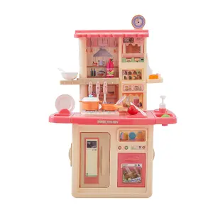 Play Kitchen Set Toddler Kitchen Toy Playset with Real Sounds & Lights