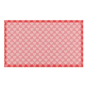 Pink Heart Patterned Indoor & Outdoor Doormat - 70x40cm