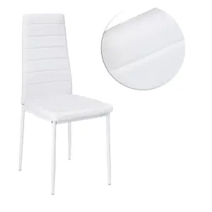 Set of 6 White Dining Chair Set PU Leather Kitchen Chair Accent Chair Set with Metal Legs