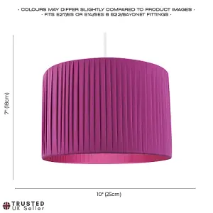 Modern Chic Designer Double Pleated Mulberry Cotton Fabric 10 Drum Lampshade