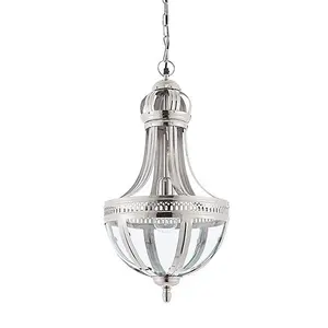 Luminosa Vienna 1 Light Pendant Bright Nickel Plated On Solid Brass, Glass, E27