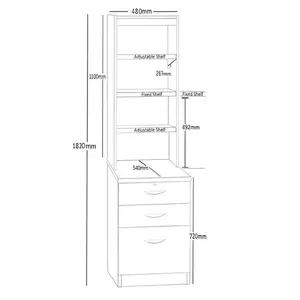 Cormac 48cm Wide 3 -Drawer File Cabinet Black Havana