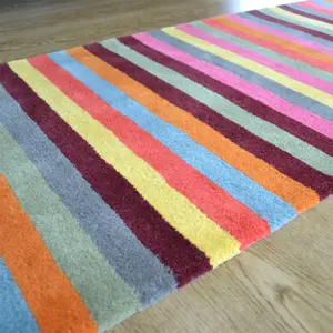 Wool Stripes Runner Rug in Light Multi - 60x230cm