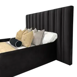 Mario Kids Bed Plush Velvet with Safety Siderails- Black