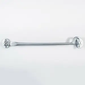 Heavy Duty Cabin Hook & Eye Satin Chrome 305mm Arm Cabinet Hatch Lock