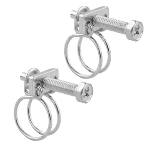 Pisces Double Wire Hose Clips to fit 12.5mm (0.5in) Pipe (2 pack)