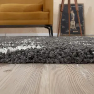 Moroccan Dark Grey Shaggy Living Room Rug 940