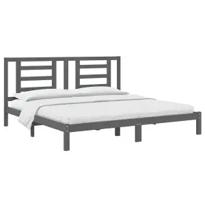 Berkfield Bed Frame Grey Solid Wood Pine 200x200 cm