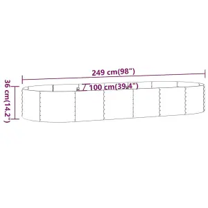 Berkfield Garden Planter Powder-coated Steel 249x100x36 cm Grey