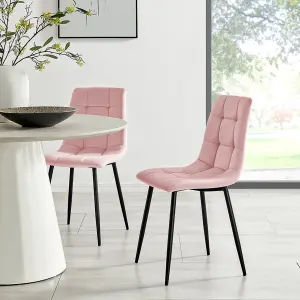 Zurich Pink Velvet Embossed Dining Chair for Modern Elegance  Set of 4