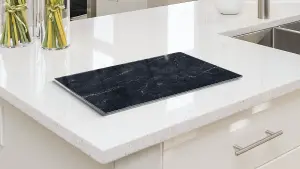 ALLboards Glass Chopping Board Black Marble 60x52cm Cutting Board Splashback Worktop Saver for Kitchen Hob Protection