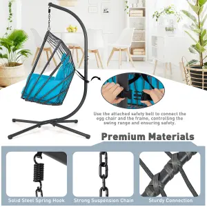 Costway Swing Hanging Egg Chair W/ Stand Hammock Chair W/ Soft Cushion Garden Patio Seat