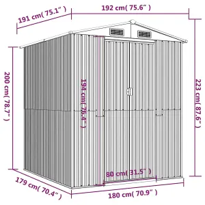 Berkfield Garden Shed Anthracite 192x191x223 cm Galvanised Steel