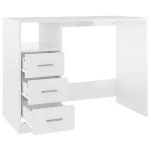 Berkfield Desk with Drawers High Gloss White 102x50x76 cm Engineered Wood