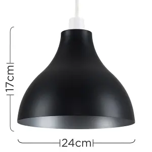 ValueLights Dexter Black Ceiling Pendant Shade and B22 GLS LED 10W Warm White 3000K Bulb