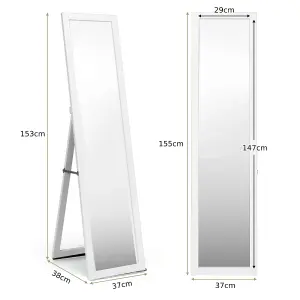 Costway Full-length Wood Frame Mirror Freestanding/Wall Mounted Mirror for Cloakroom