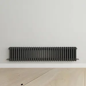 Horizontal Anthracite Triple Column Radiator (H) 300mm x (W) 1460mm, 4625 BTU.