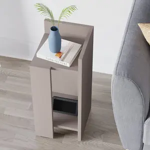 Lochlan Modern Compact Nightstand Bedside Table 25 x 27 x 60cm  Bedroom Furniture Light Mocha / Right Orientation