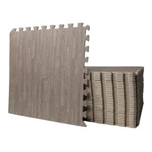 Samuel Alexander 4 Piece Grey Wood Effect EVA Foam Floor Protective Tiles Mats 60x60cm Each