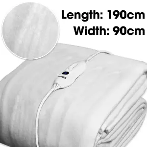 Dreamcatcher Single Electric Blanket Heated Underblanket 190 x 90cm 3 Heat Settings