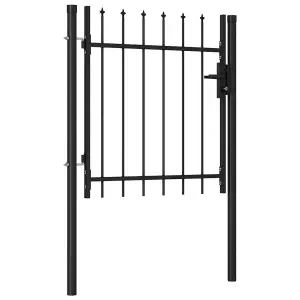 Berkfield Fence Gate Single Door with Spike Top Steel 1x1 m Black