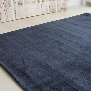 Blue Handmade , Luxurious , Modern , Plain Easy to Clean Viscose Rug for Living Room, Bedroom - 200cm X 290cm