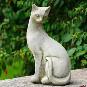 Siamese Cat B Stone Statue Animal Kitten British Made Sculpture Outdoor Pet Garden Ornament