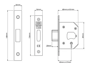 UNION StrongBOLT 2105S Polished Brass 5 Lever Mortice Deadlock Visi 68mm 2.5in