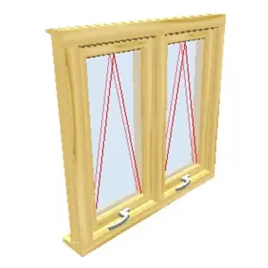 1095mm (W) x 995mm (H) Wooden Stormproof Window - 2 Opening Windows (Opening from Bottom) - Toughened Safety Glass