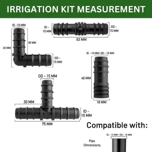 26-Pc Ultimate Garden Irrigation Kit 13mm Pipe Connectors Drip System & Fittings-Universal Hose Attachments