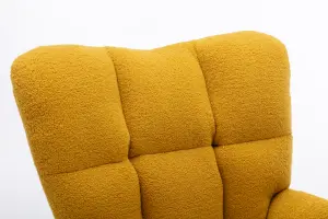 Mid Century Modern Teddy Fabric Tufted Upholstered Rocking Chair Padded Seat For Living Room Bedroom,Yellow