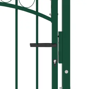 Berkfield Fence Gate with Arched Top Steel 100x125 cm Green