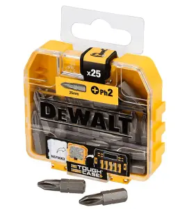 2 x Dewalt 25 Piece PH2 Standard Philips Screwdriver Bit Set Flex Tough Case