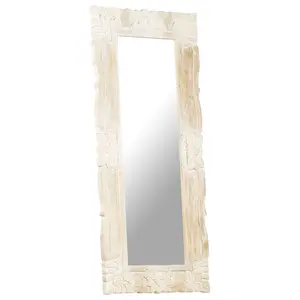 Berkfield Mirror White 110x50 cm Solid Mango Wood