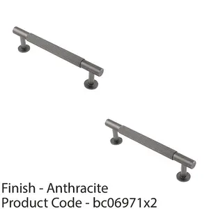 2 PACK - Reeded Lined Bar Door Pull Handle - 158mm x 13mm - 128mm Centres - Anthracite