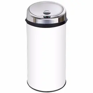 Inmotion 42L White Stainless Steel Auto Sensor Kitchen Waste Dust Bin