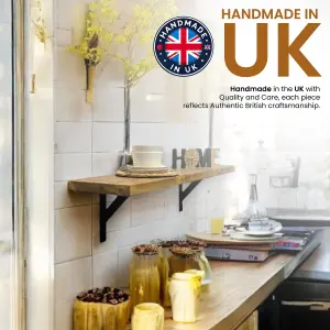 Rustic Breakfast Bar Wall Mounted Industrial 30cm Solid Wood BT01 (Rustic Pine, 80cm (0.8m)