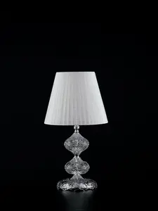 Luminosa INCANTO Table Lamp with Round Tapered Shade Chrome, Crystal 25x46cm