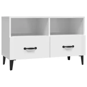 Berkfield TV Cabinet High Gloss White 80x36x50 cm Engineered Wood