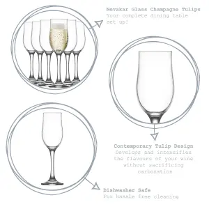 LAV - Nevakar Glass Champagne Flutes - 195ml - Pack of 6