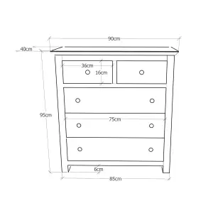 Lovere 5 Drawer Chest of Drawers Bras Drop Handle