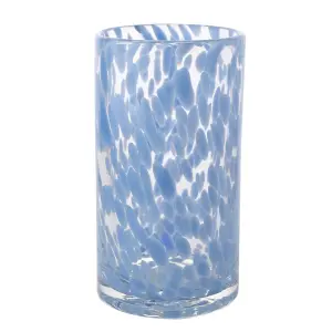 Hestia Tall Confetti Glass Vase - Blue