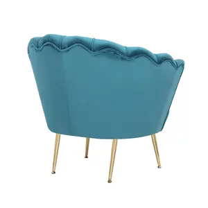 Velvet Teal Daisy Accent Chair