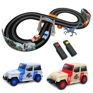 Jurassic World Electric Race Car Track Set 102011JW Dino Chase - 2.4M Track 2 Player Car Slot Race Set Kids Toys