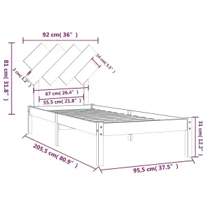 Berkfield Bed Frame White 90x200 cm Solid Wood