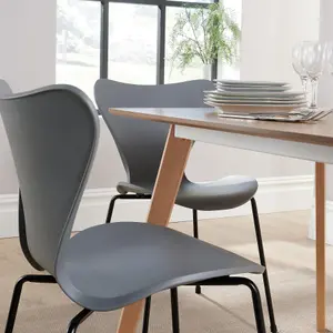 Home Source Rayna Table and 4 Grey Penny Chairs